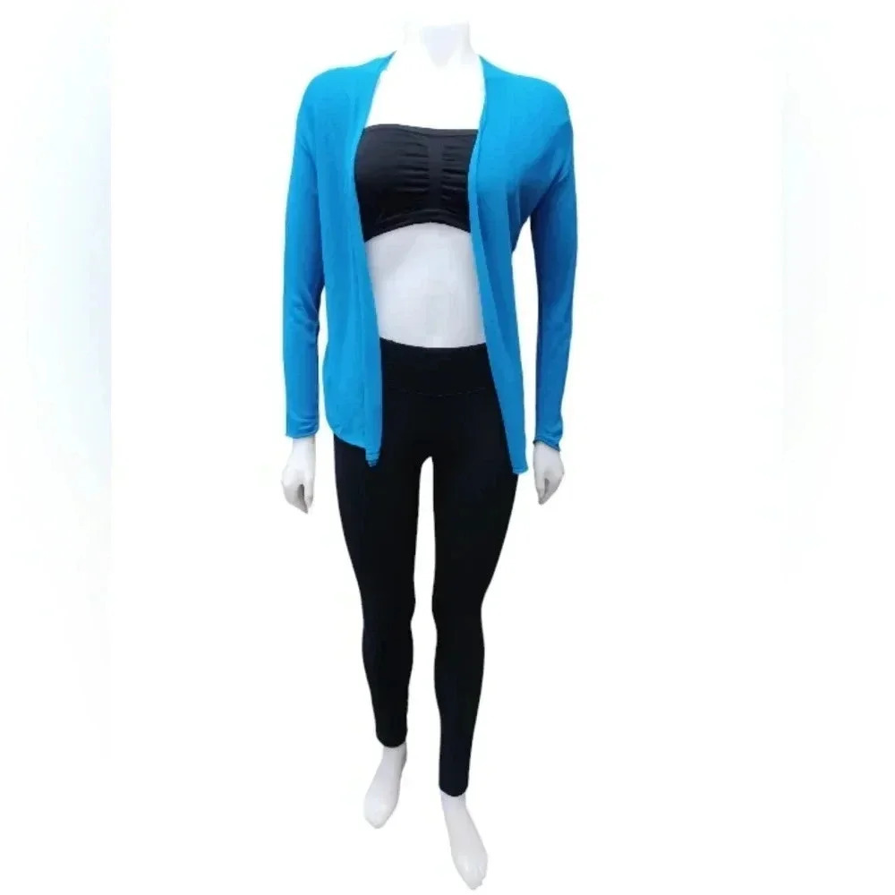 Nic+Zoe LS Open Teal Blue Cardigan Size Small - Picture 2 of 9